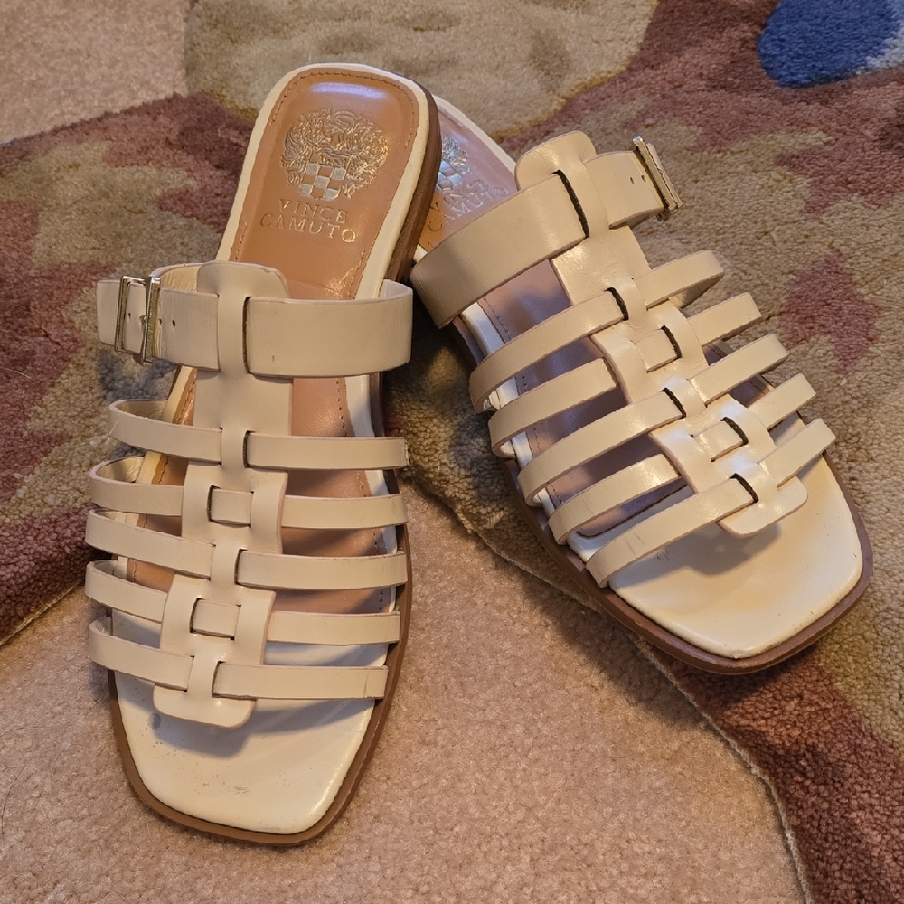 Vince Camuto Lemanda Leather Gladiator Caged Sandals, Slip On Square Toe